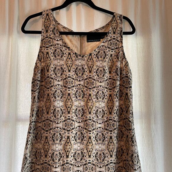 Cynthia Rowley 100% Linen Sleeveless All Over Print Sheath Dress Women's 6 - Picture 3 of 7